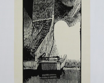 Eduard Albrecht - "Interior" - Original Woodcut - 1988