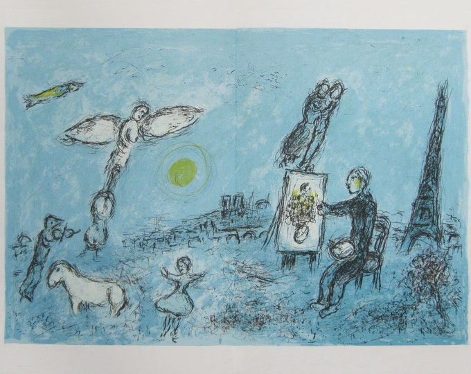 Marc chagall -  "Le peintre et son Double" - Original Colour Lithograph - Mourlot, DLM 246 - 1981