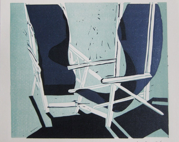 Barbara Keidel - "Composition"- Handsigned Linocut - 1975