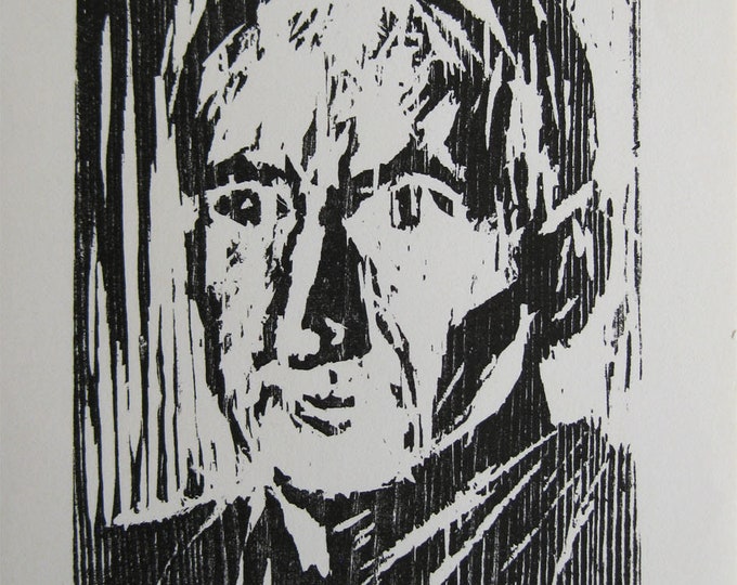 Arthur Degner  - "Selfportrait" - Woodcut - 1960