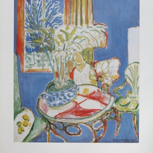 Henri Matisse - &quot;Kleine Bleu Interior &quot; - Farb Offset Lithographie - 1986