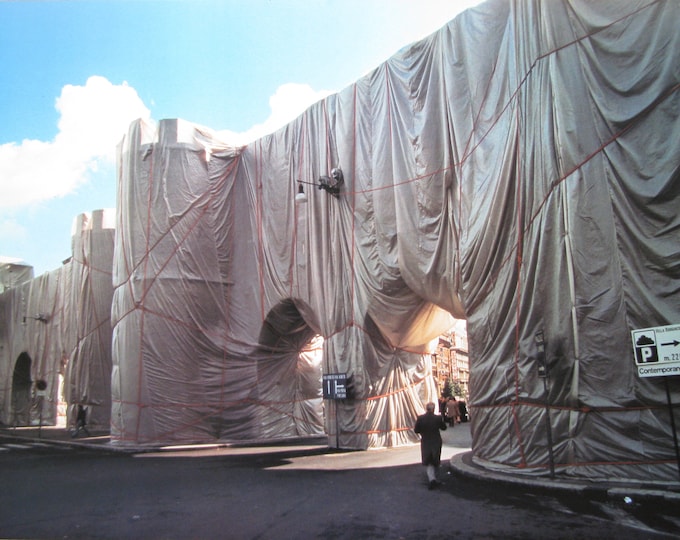 Christo - "The Wall-Wrapped Roman Wall"  - Large Photo Offset, 1974