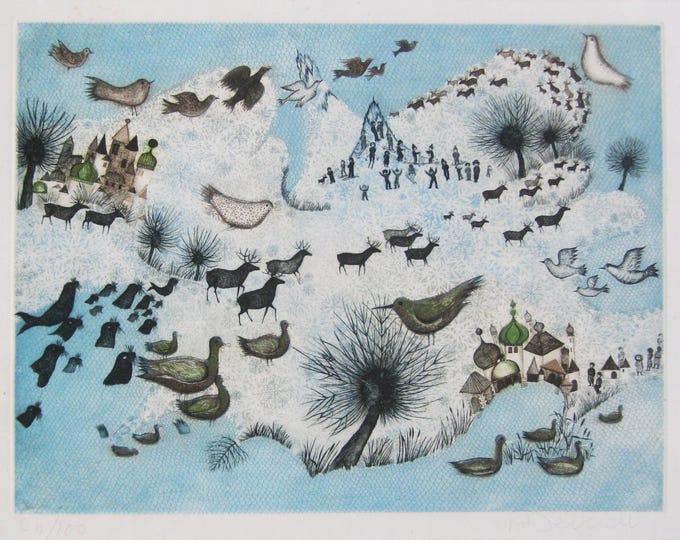 Françoise Deberdt - "Composition" - Hand Signed Aquatint Etching