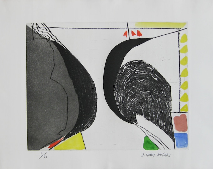 Joan Gardy Artigas - "Composition" - Hand Signed Aquatint Etching  (S/N - 9/75)