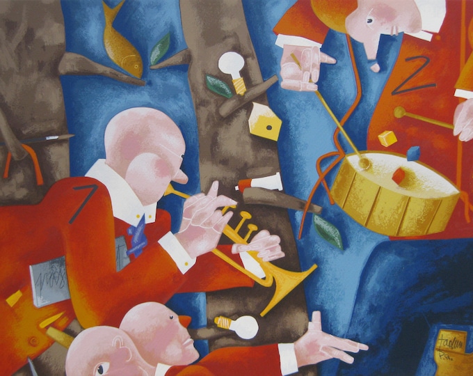 Emilio Tadini - "Musicians" - Hand signed Serigraph (S/N - PA)