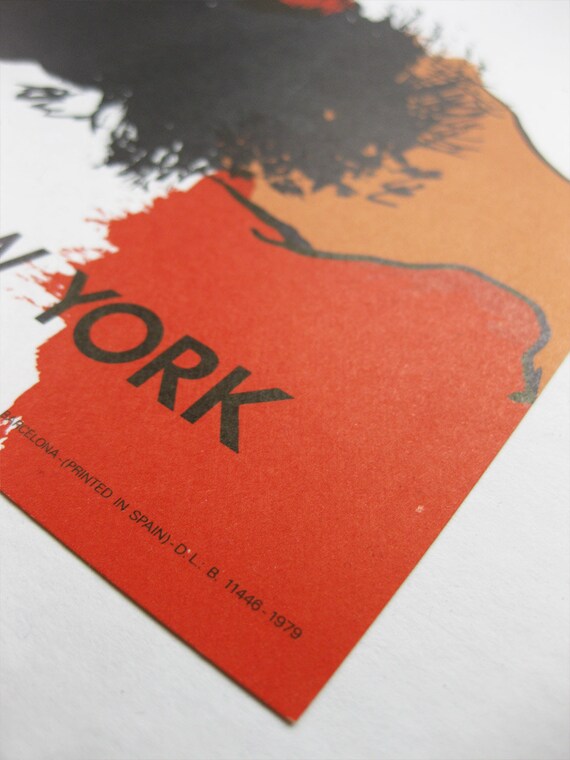 Affiche Originale Vintage 1979 De Josep Guinovart - Art Abstrait Catalan - Couleurs Orange, Rouge, Noir