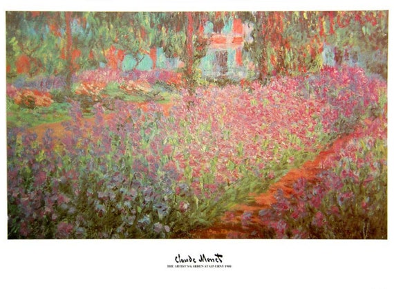 MONET　モネ　大型　絵画　1900年　ジヴェルニーのモネの庭 クロード・モネ - 「ジヴェルニーの庭 1900年」 - 大型オフセット