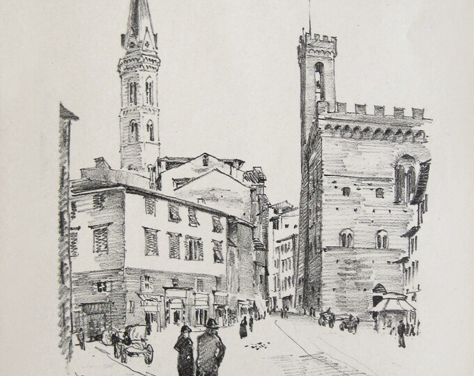 Alexander Baerwald - "Piazza San Firenze" - Hand signed Lithograph - 1922 (S/N - 9/30)