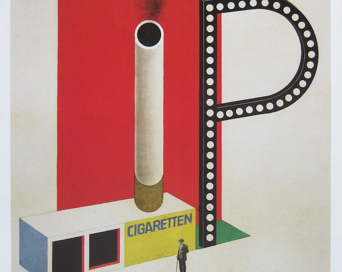 Herbert Bayer - "erkauf- und Werbekiosk, Zigarettenmarke P" - Colour Offset Lithograph Poster