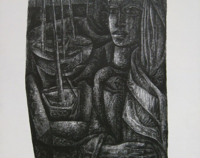 Rudolf Weissauer - "Woman in Veil" - Hand signed lithograph, 1954 - (S/N - 4/40)
