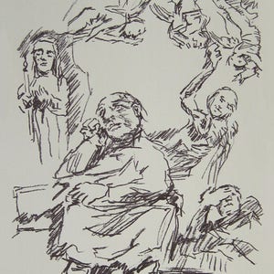 Oskar Kokoschka - &quot;Der Dichter Aleel und die Seele Cathleens&quot; - Original Lithograph, 1955