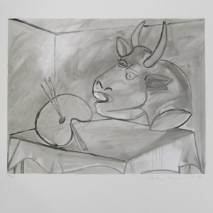 Pablo Picasso - &#39;Stillleben mit Palette und Stierkopf&#39; - Lithographie auf Bögen - Handsigniert von Marina Picasso (S/N - 66/500)