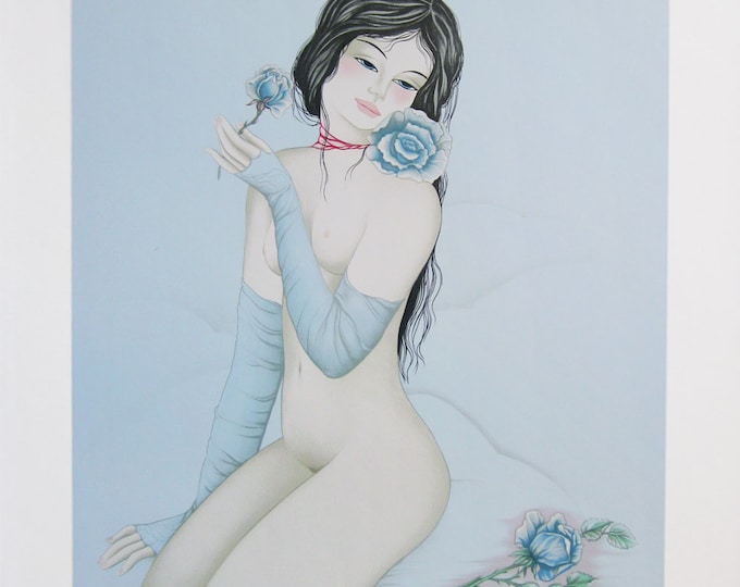 Mara Tran Long  - "Nu Á La Rose" - Hand signed Lithograph