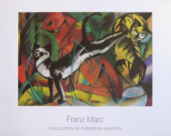 Franz Marc - "Three Cats" - Colour Offset Lithograph - 1986