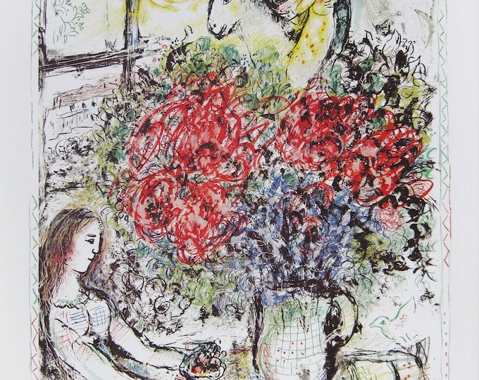 Marc Chagall  - "La Chevauchee" - Offset lithograph signed poster, 1974
