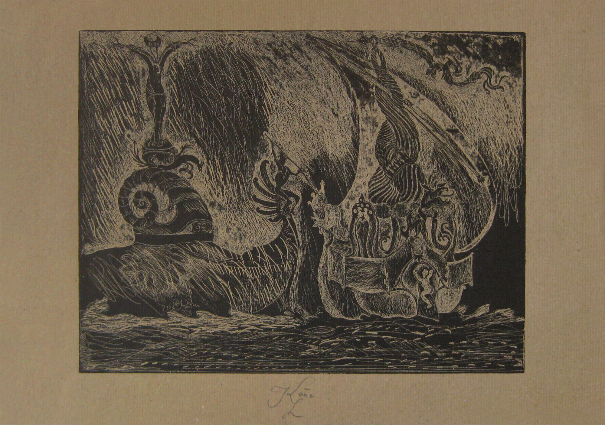 Steivan Liun Könz Composition Hand Signed Etching, 1973