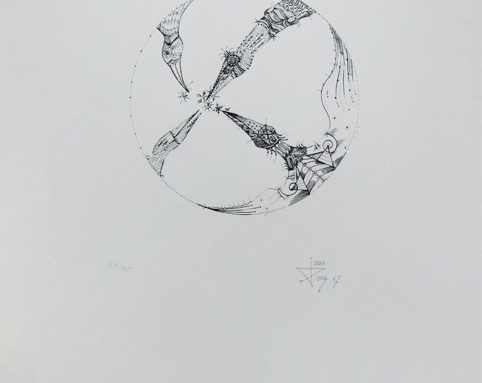 Joan Ponc  - "Quatro Pajaros" - Hand signed Lithograph ,1967