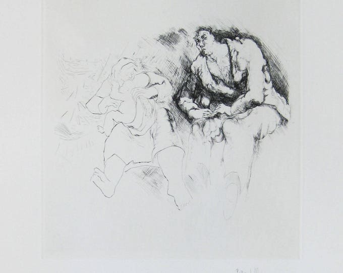 Pierre Zucchelli - "La Famille" - Hand signed Drypoint Etching