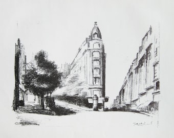 Jean Marchand - 'Paris, Street View' - Original Lithograph, 1924
