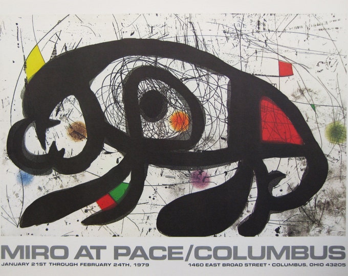 Joan Miró  - "Miro AT Pace/Columbus" - Offset lithograph signed poster, 1979