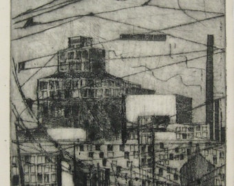 Wolfgang Fräger - "City View" - Hand Signed Etching - 1957