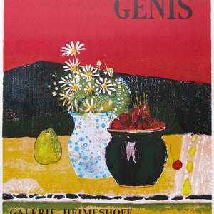 René Genis - "Pêra e Flores" - Cartaz Original da Exposição de Litografia Colorida