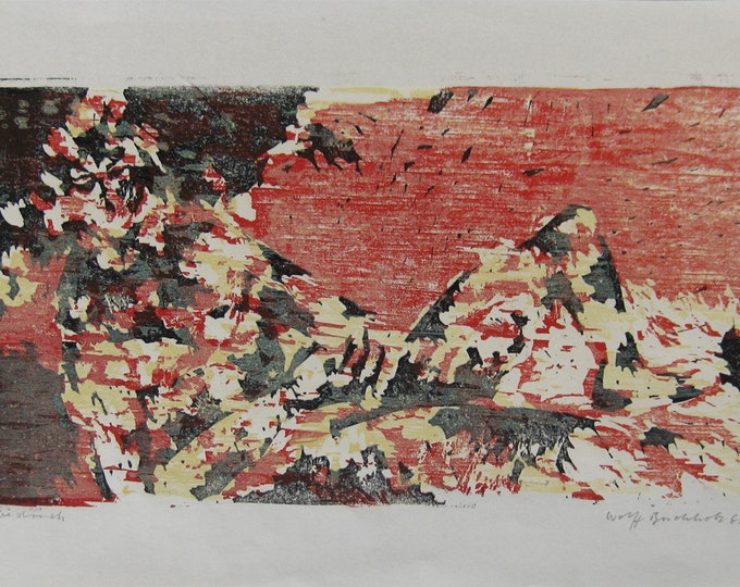 Wolff Buchholz - "Compostion" - Handsigned Colour Woodcut, 1961