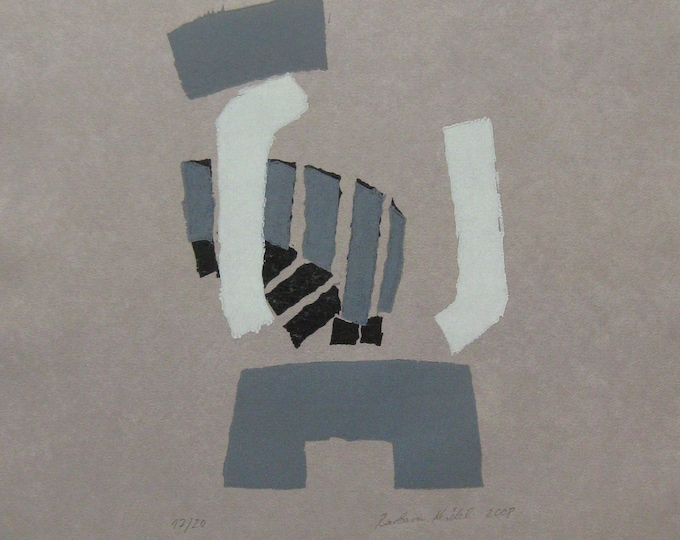 Barbara Keidel - "Composition"- Handsigned Linocut - (S/N - 17/20)