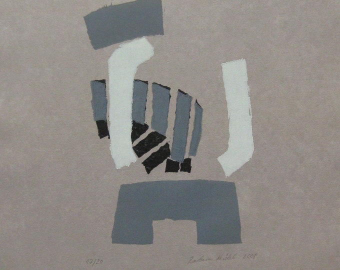 Barbara Keidel - "Composition"- Handsigned Linocut - (S/N - 17/20)