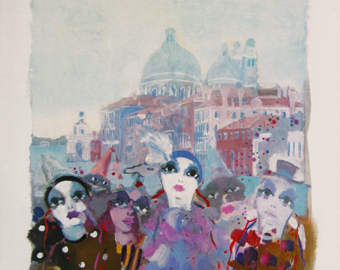 Renate Borsato - "Venice Carnival"  - Original Offset Lithograph