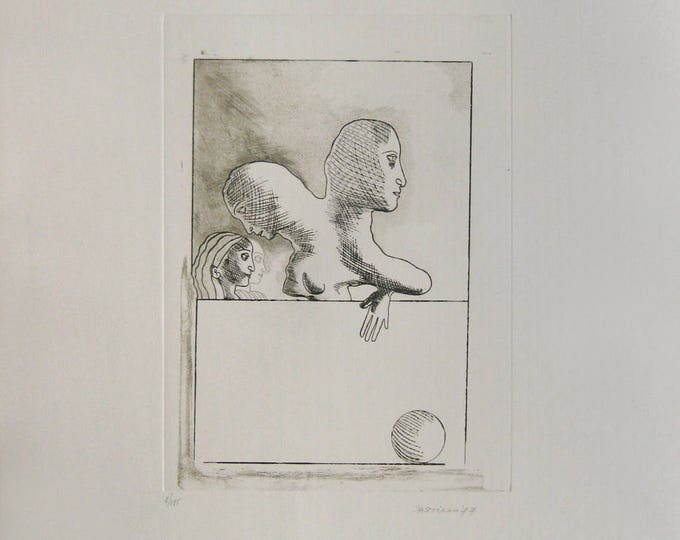 Jorge Castillo - "Surreal composition" - Hand signed Etching, 1977