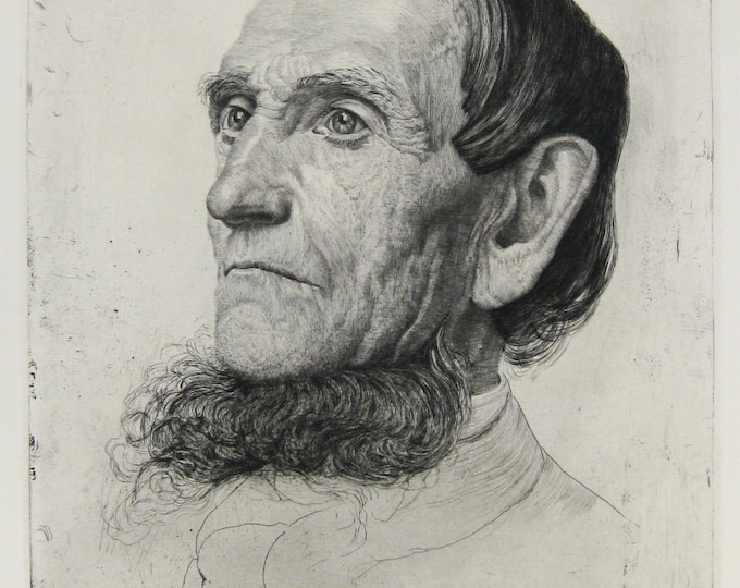 ANTON OTTO FISCHER - "Portrait of an old Man" - Etching - 1921