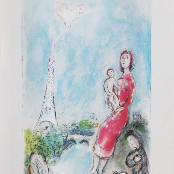 Marc chagall - "Maternite Rouge" - "Le Bouquet Rose" - Limited Edition Print - Mourlot, DLM 246 - 1981