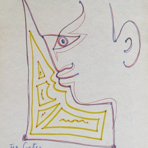 Jean Cocteau - &quot;Tete de la Faun&quot; - Colour Lithograph - 1990