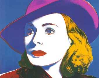 Andy Warhol - « Ingrid Bergman - With Head » - GRANDE Lithographie offset couleur, 1993