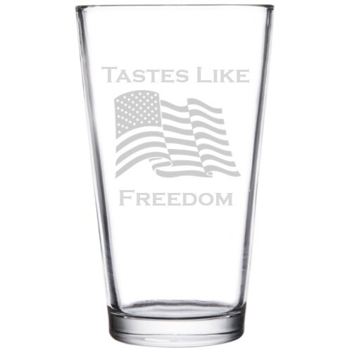 American Flag Etched Pint Glass Patriotic Barware Etsy
