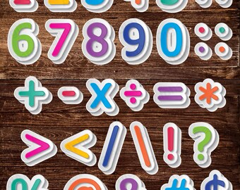 35 Colorful Numbers, Rainbow font, Colorful symbols, Geometric Letters, Hand drawn Alphabet,Digital Font,PNG Alphabet,painted font,colorful