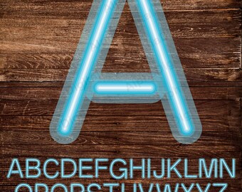 36 Neon Lamp Alphabet,Colorful numbers,Geometric Letters, Hand drawn Alphabet,Digital Font,PNG Alphabet,Alphabet Clip,neon lamp font, neon