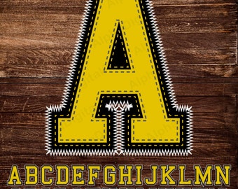 38 Yellow Stripe Alphabet,Yellow Stripe font, Colorful letters,Geometric Letters, Hand drawn Alphabet,Digital Font,PNG Alphabet,painted font