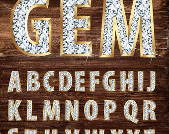 26 Gold Gems Alphabet, Gems Letters,Digital Gems, Geometric Letters, Hand drawn Alphabet,Digital Font,PNG Alphabet,Alphabet Clip,Gems font