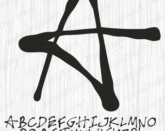 38 Hand drawn Alphabet, Pen drawn black font, Colorful letters,Geometric Letters, Hand drawn Alphabet,Digital Font,PNG Alphabet,painted font