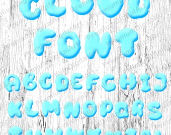 28 Cloud Alphabet, Pen drawn white font, Colorful letters,Geometric Letters, Hand drawn Alphabet,Digital Font,PNG Alphabet,painted font