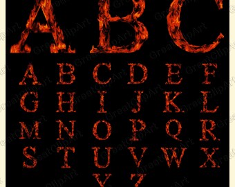 26 Fire Alphabet, Fire Letters, orange letters, Fire Digital Fonts,PNG Alphabet,Alphabet Clip,Alphabet for kids,Fire font,Fire clipart,flame