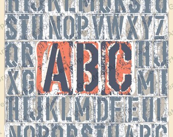 26 Painted Retro Alphabet, Geometric Letters, retro letters,Painted Alphabet,Digital Fonts,PNG Alphabet, Alphabet ClipArt,Alphabet for kids