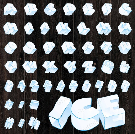 44 Ice Alphabet Ice Nummern Schnee Briefe Schneebericht Etsy