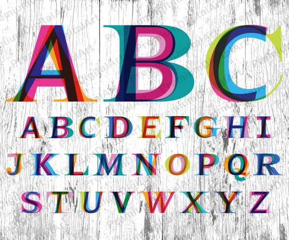 26 Alfabeto Arcobaleno Penna Disegnato Font Colorati Lettere Etsy
