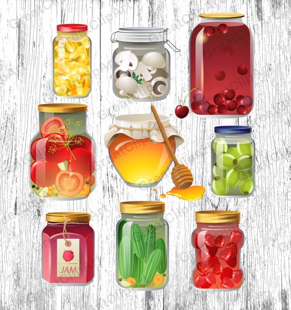 9 Canned Food Clipart Jam Clipart Honey Clipart Fruit Etsy