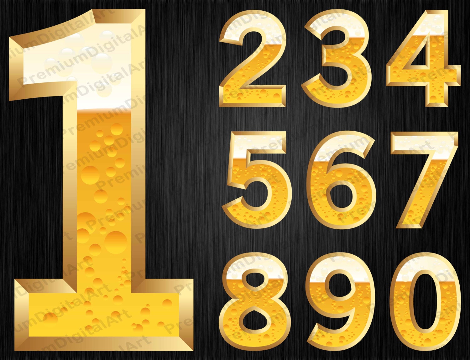 10 Gold Beer NumbersAlphabet font Gold lettersGeometric Etsy
