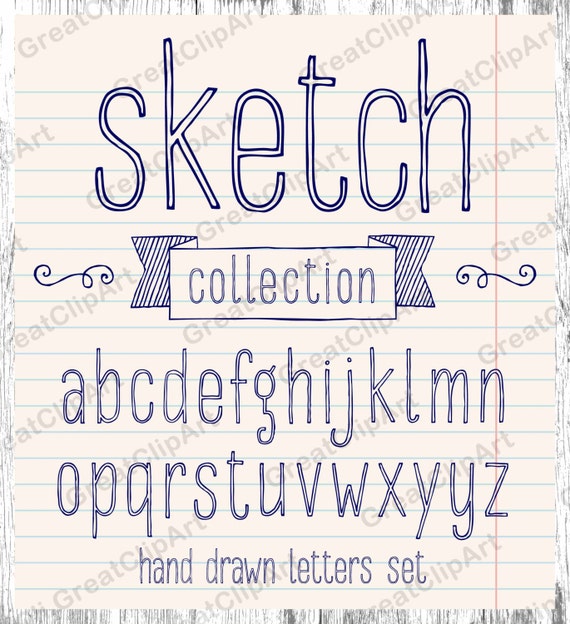 27 Vintage Sketch Alphabet Painted Letters Hand Drawn Etsy