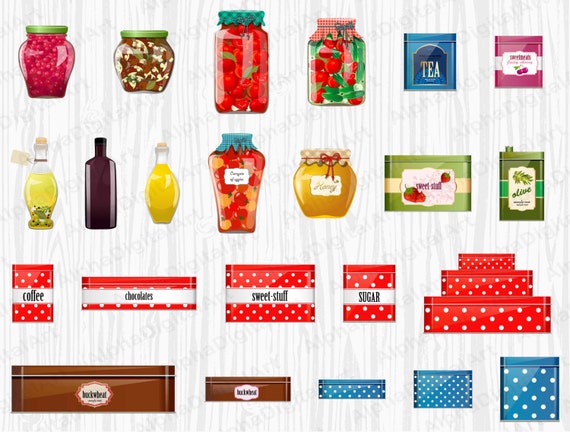 23 Kitchen Boxes Canned Food Clipart Jam Clipart Honey Etsy